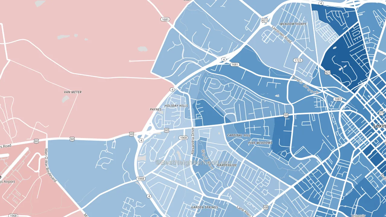 Holiday Hills, Lexington, KY block-group political-lean map