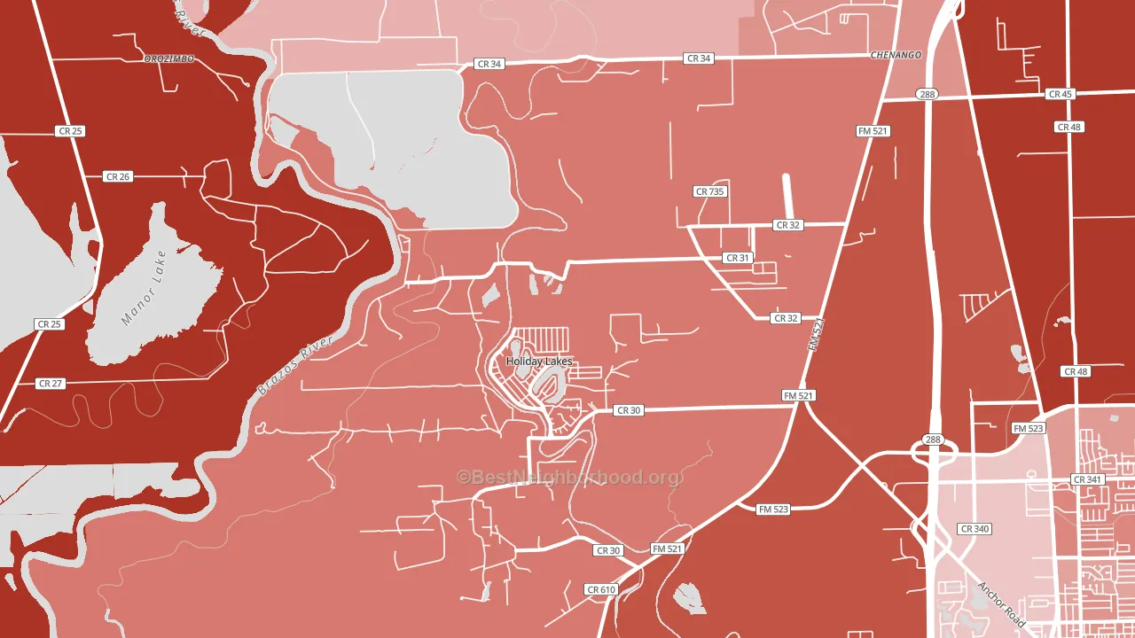 Holiday Lakes, TX block-group political-lean map