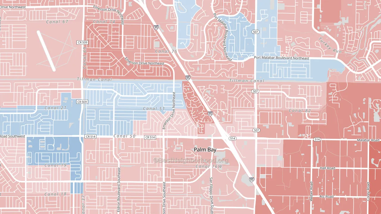 Holiday Park, Palm Bay, FL block-group political-lean map