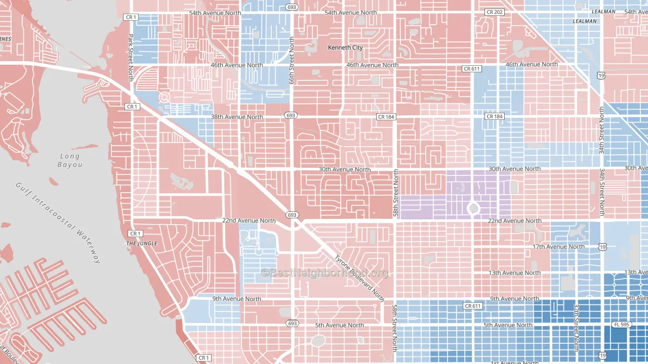 Holiday Park, St. Petersburg, FL block-group political-lean map