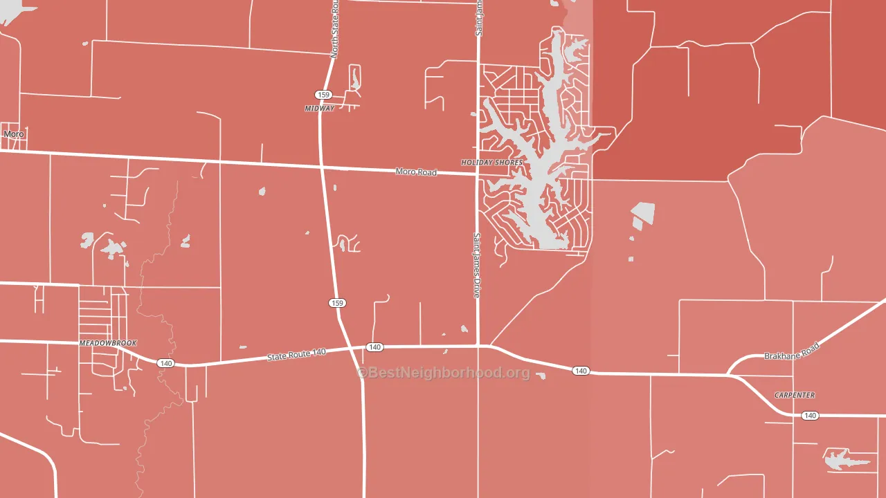 Holiday Shores, IL block-group political-lean map