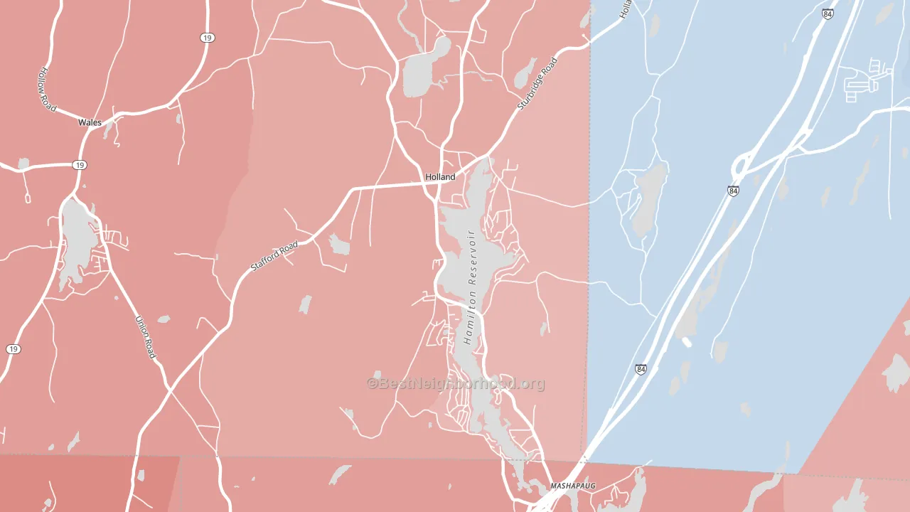 Holland, MA block-group political-lean map