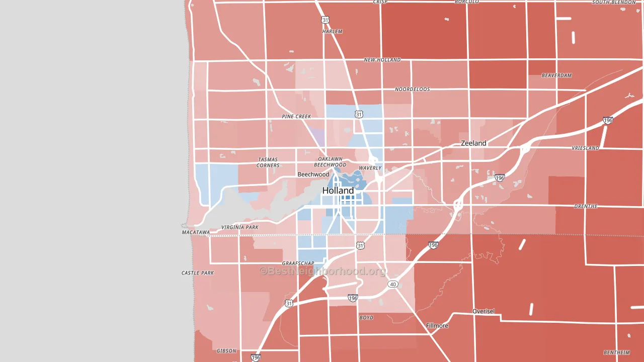 Holland, MI block-group political-lean map