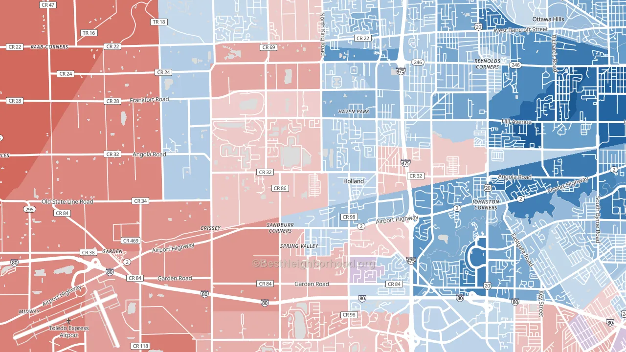 Holland, OH block-group political-lean map