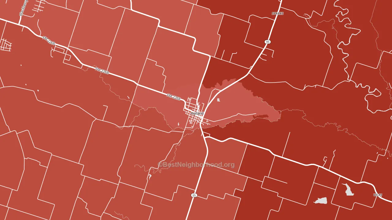 Holland, TX block-group political-lean map