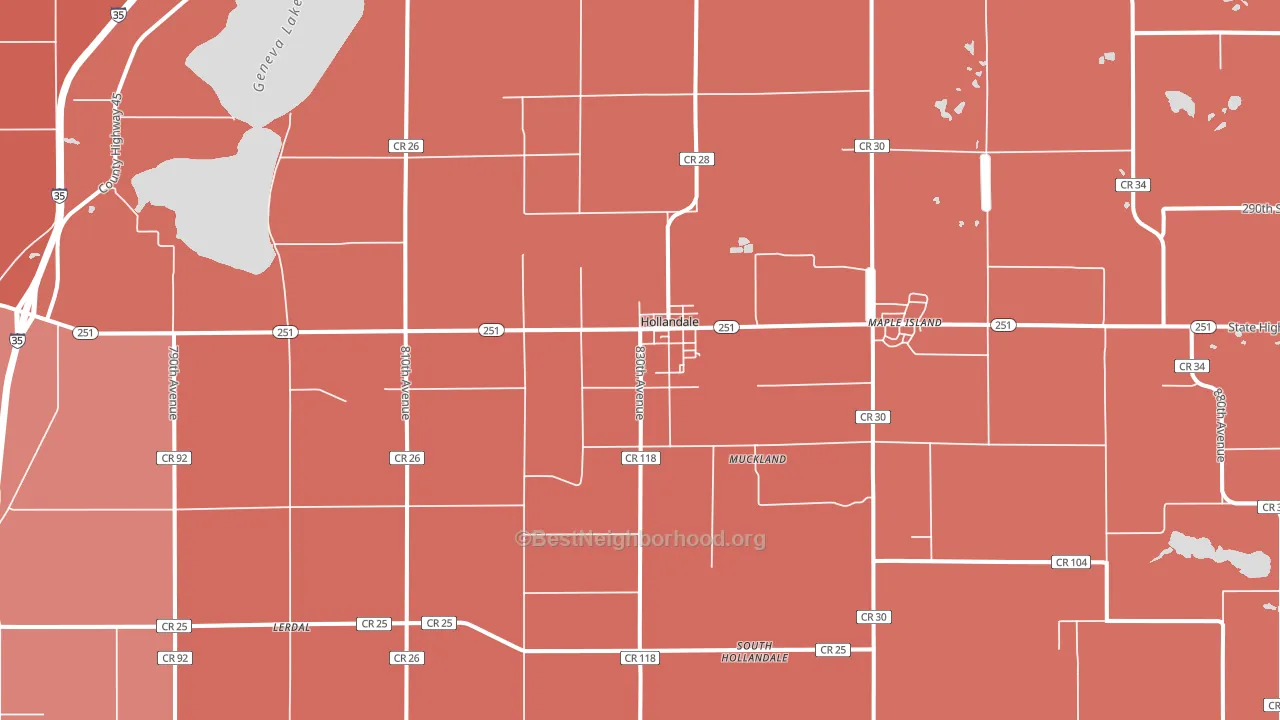 Hollandale, MN block-group political-lean map