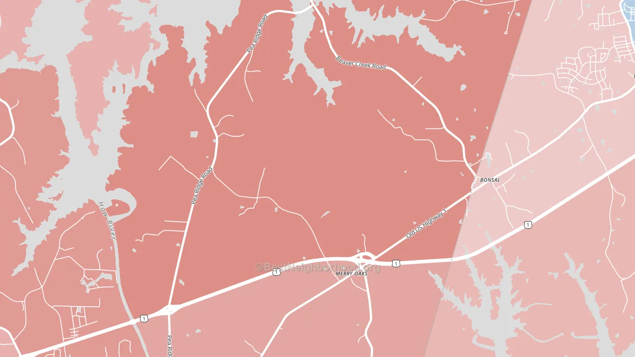Hollemans Crossroads, NC block-group political-lean map