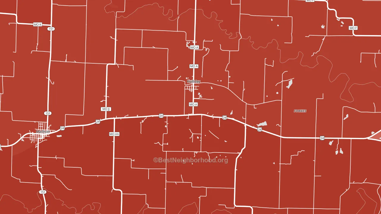 Holliday, MO block-group political-lean map