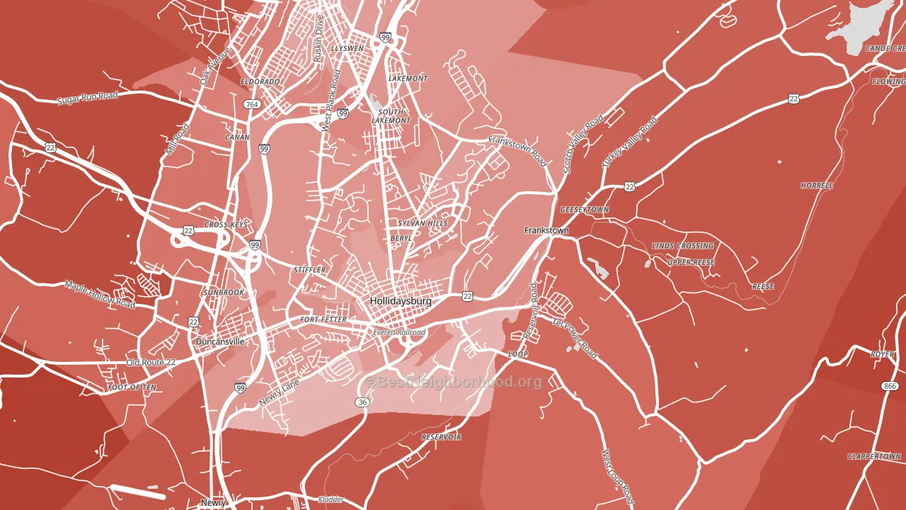 Hollidaysburg, PA block-group political-lean map