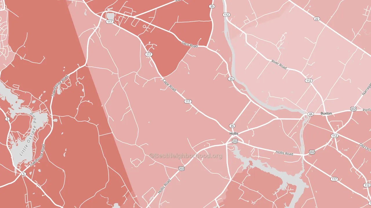 Hollis Center, ME block-group political-lean map