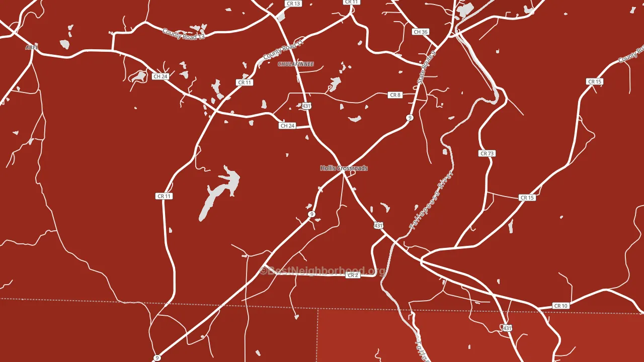 Hollis Crossroads, AL block-group political-lean map