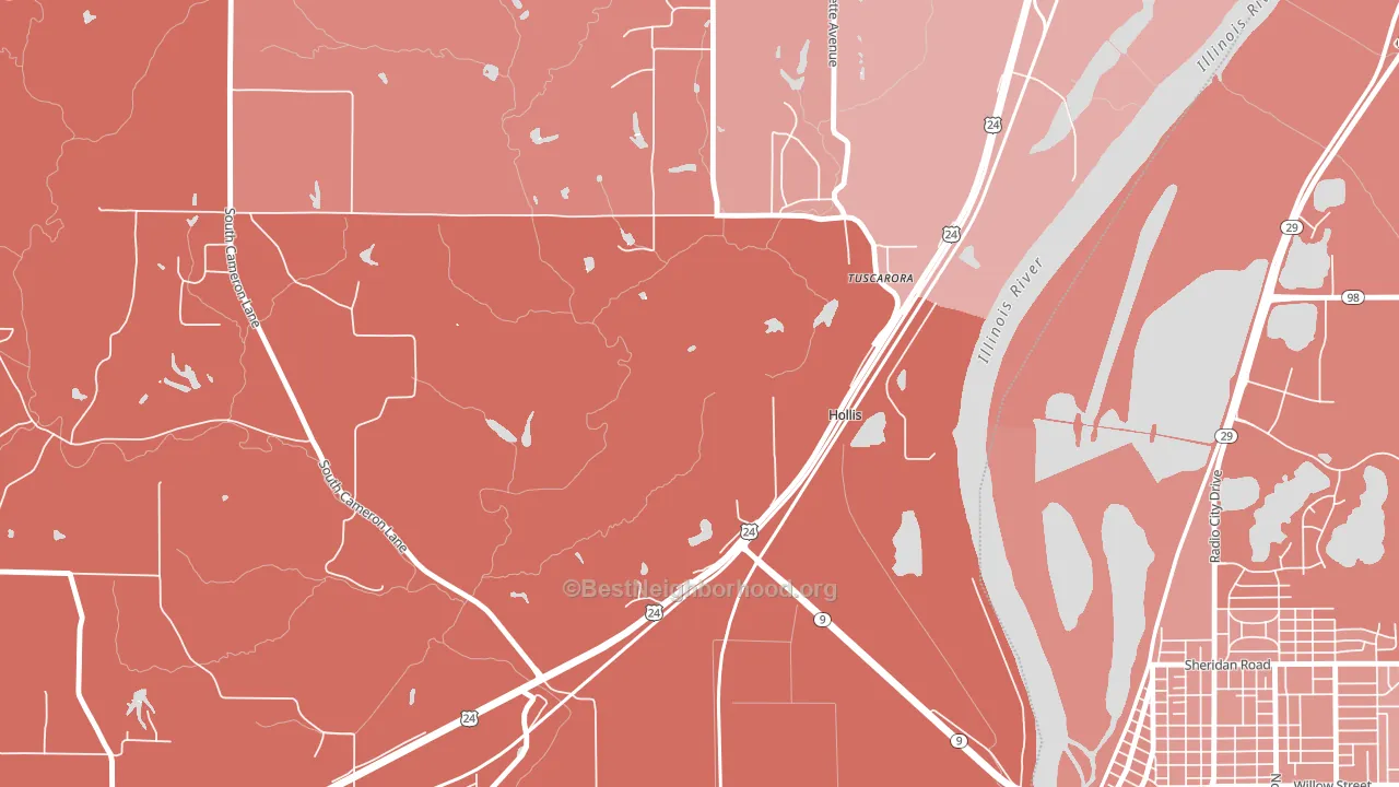 Hollis, IL block-group political-lean map