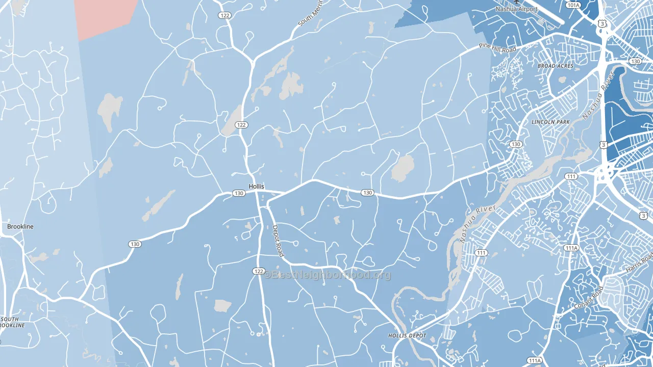 Hollis, NH block-group political-lean map