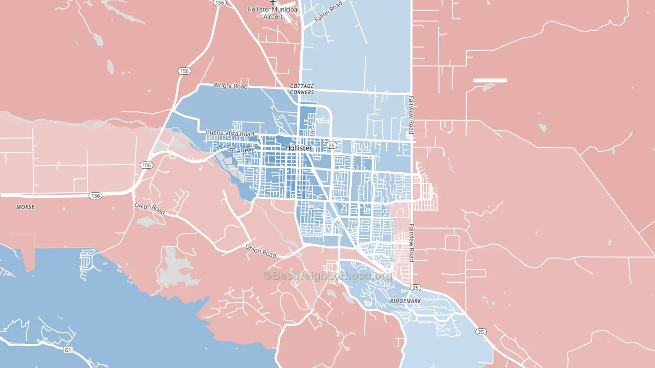 Hollister, CA block-group political-lean map