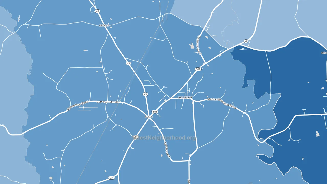 Hollister, NC block-group political-lean map