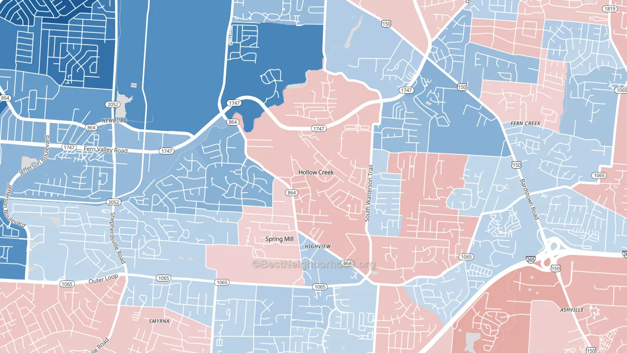Hollow Creek, KY block-group political-lean map