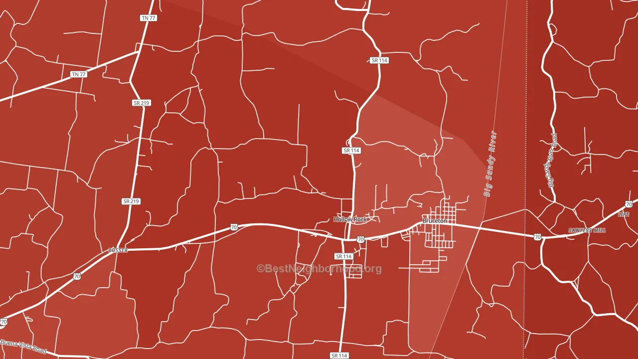 Hollow Rock, TN block-group political-lean map