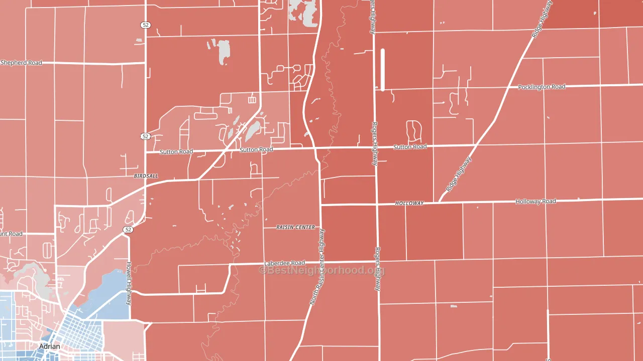 Holloway, MI block-group political-lean map