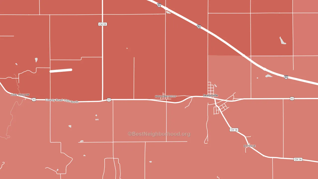 Hollowayville, IL block-group political-lean map