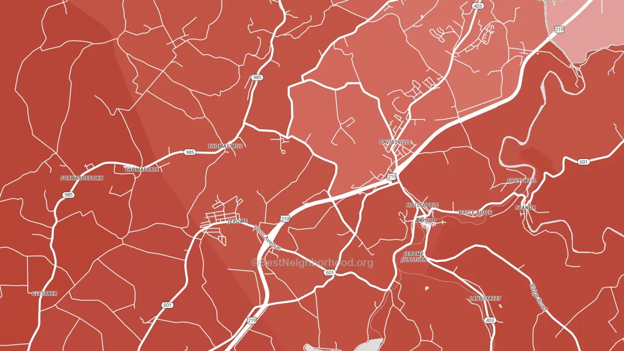 Hollsopple, PA block-group political-lean map