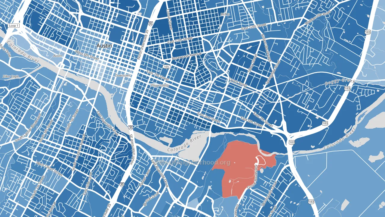 Holly, Austin, TX block-group political-lean map