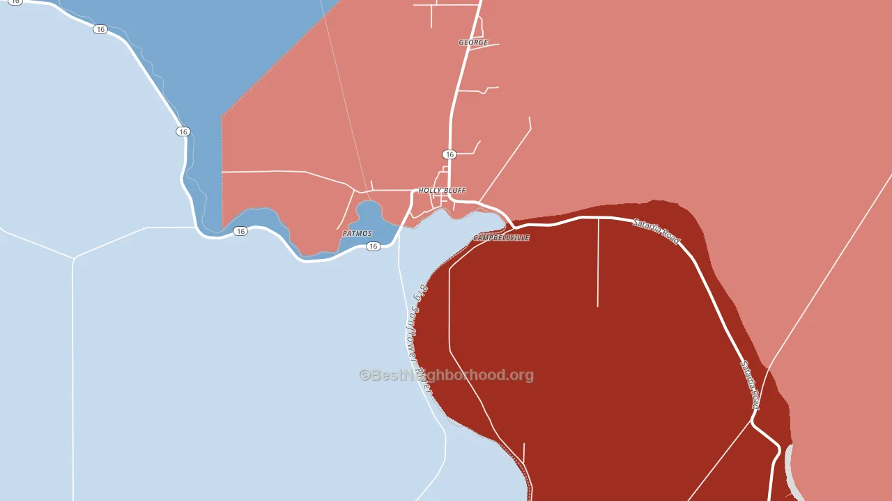 Holly Bluff, MS block-group political-lean map