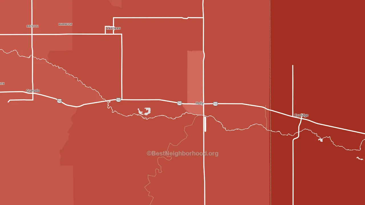 Holly, CO block-group political-lean map