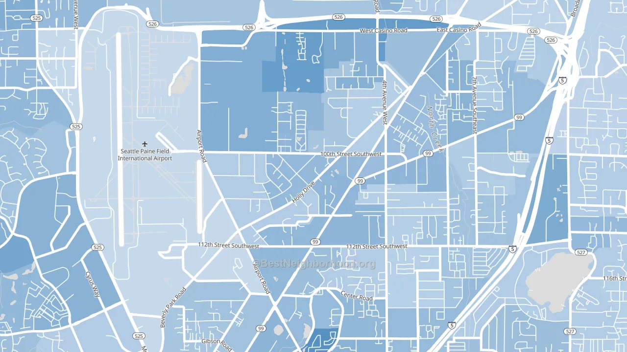 Holly, Everett, WA block-group political-lean map