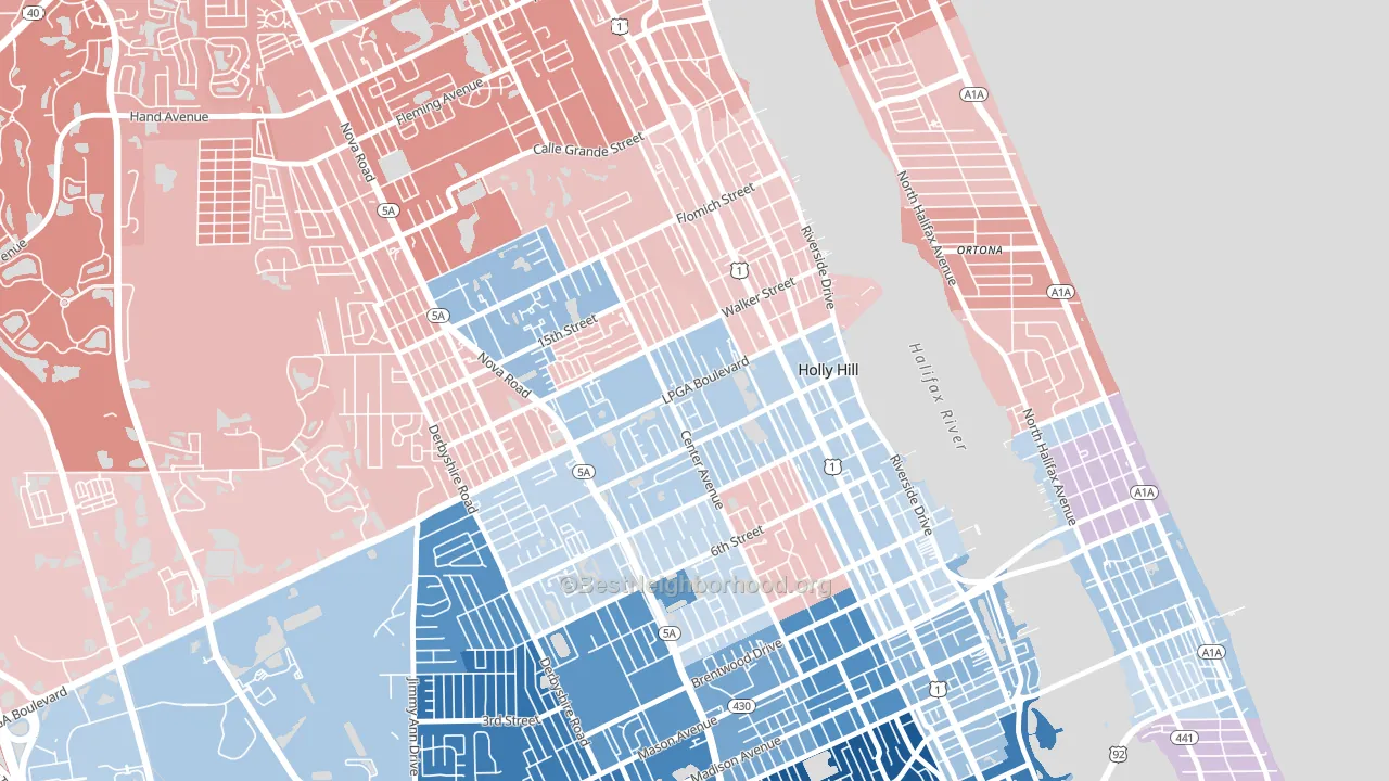 Holly Hill, FL block-group political-lean map