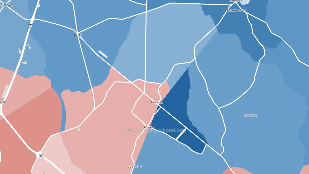 Holly Hill, SC block-group political-lean map