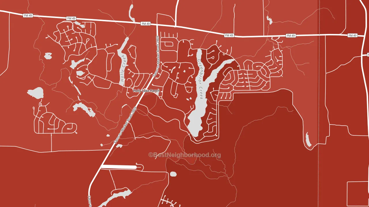 Holly Lake Ranch, TX block-group political-lean map