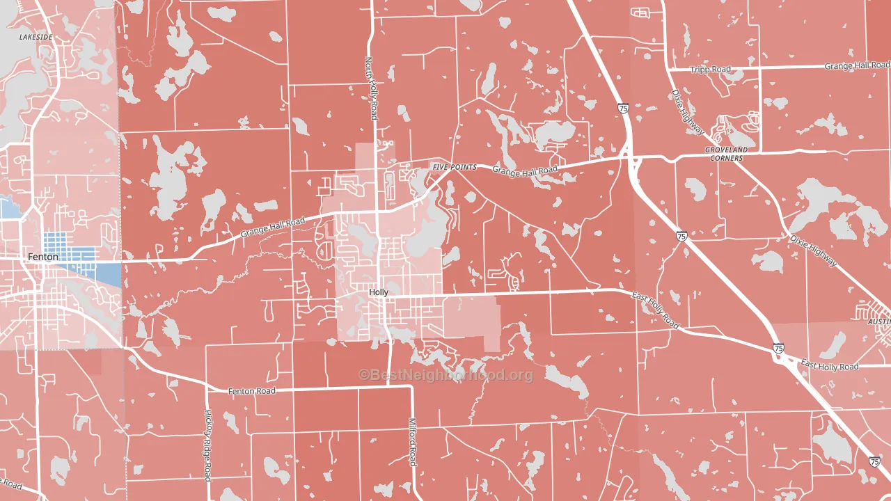 Holly, MI block-group political-lean map