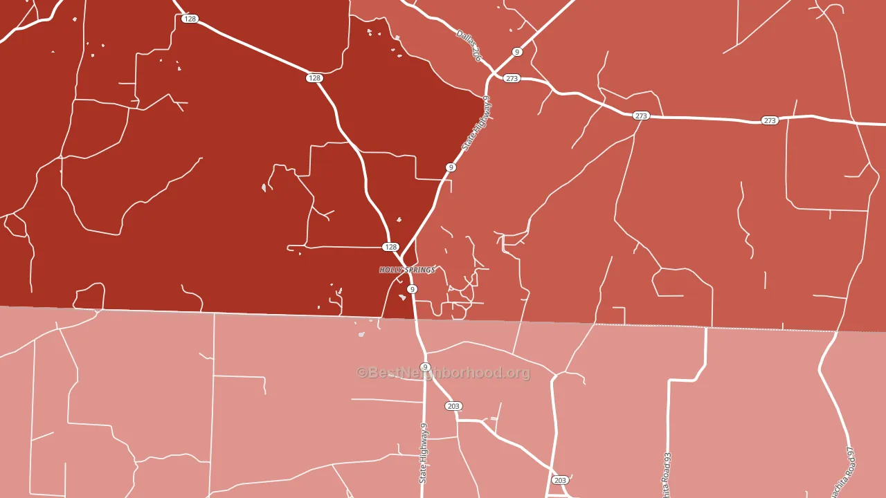 Holly Springs, AR block-group political-lean map