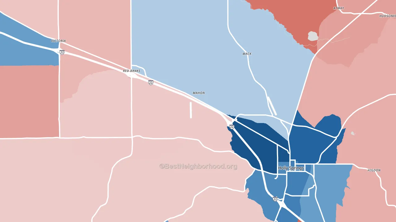 Holly Springs, MS block-group political-lean map