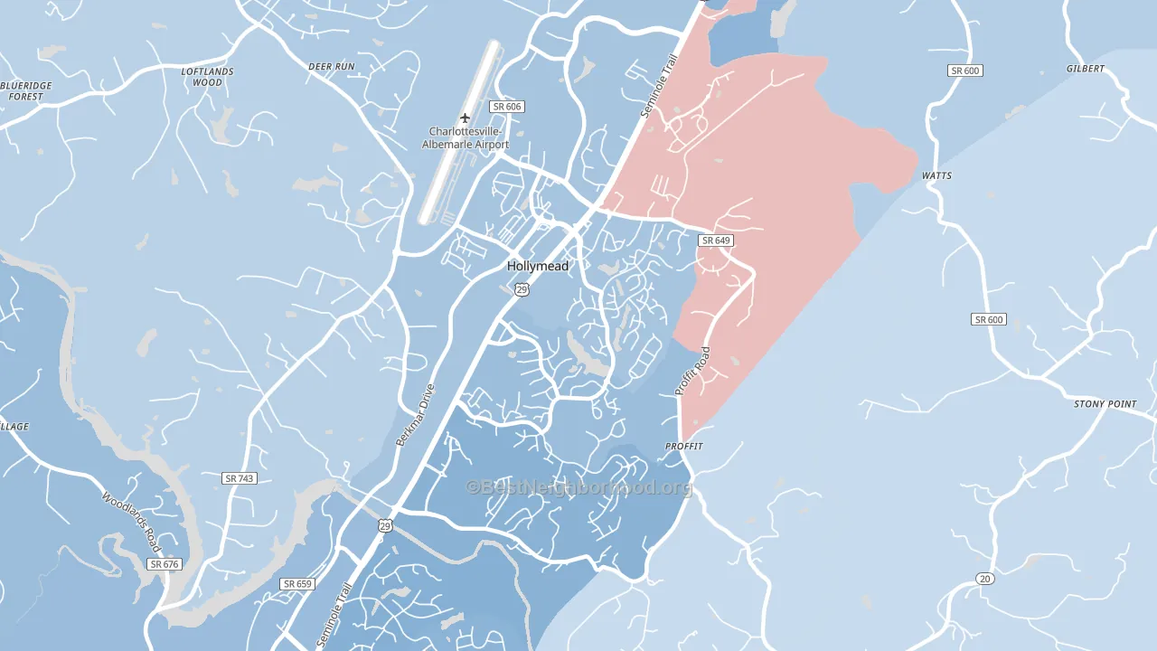 Hollymead, VA block-group political-lean map