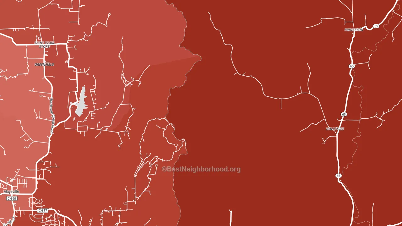 Hollytree, AL block-group political-lean map