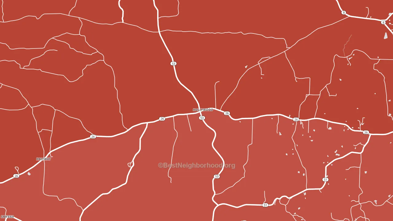 Hollywood, AR block-group political-lean map