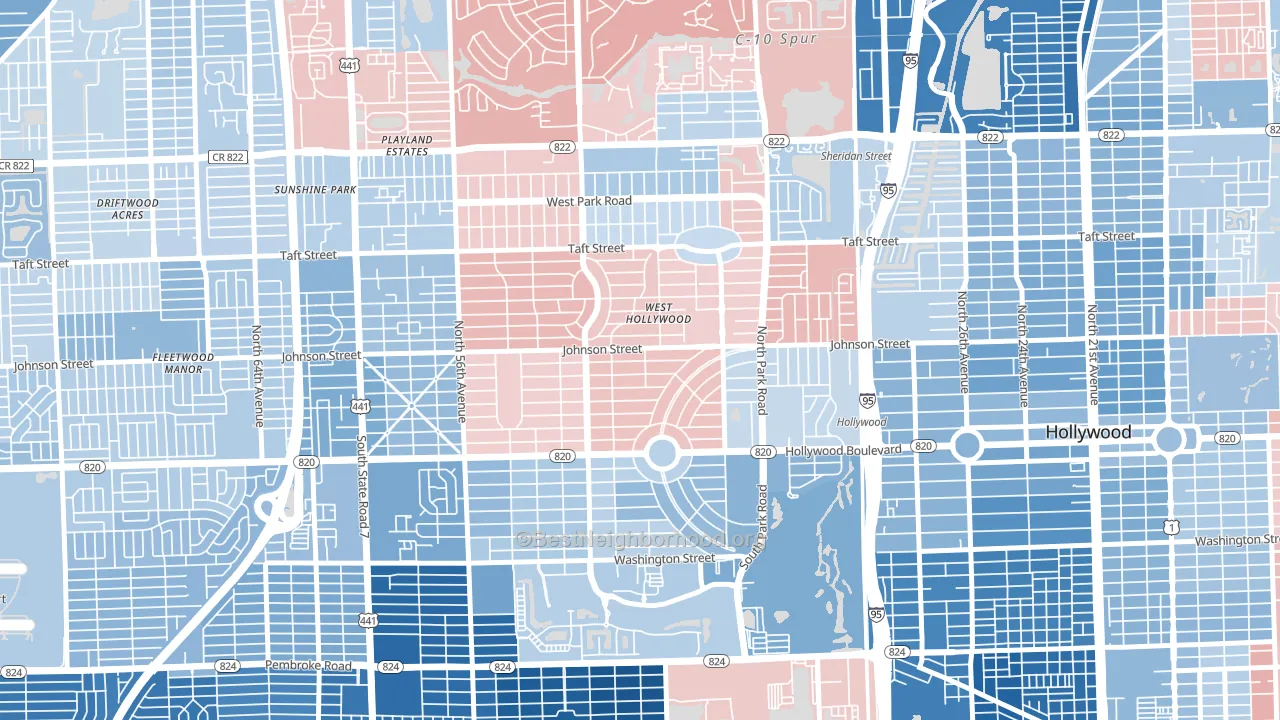Hollywood Hills, Hollywood, FL block-group political-lean map