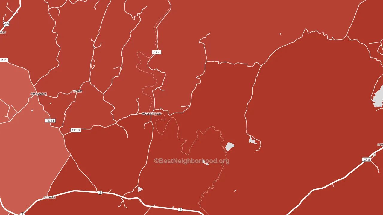 Hollywood, WV block-group political-lean map