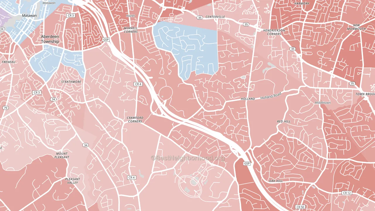 Holmdel, NJ block-group political-lean map