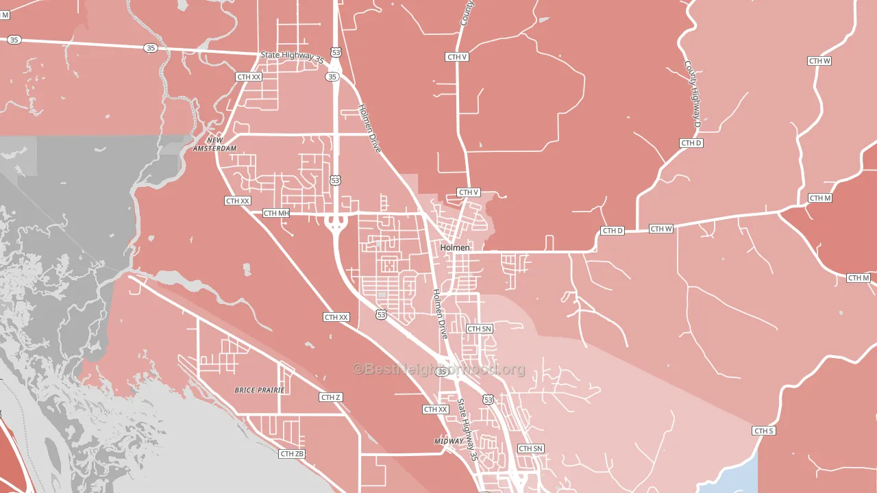 Holmen, WI block-group political-lean map