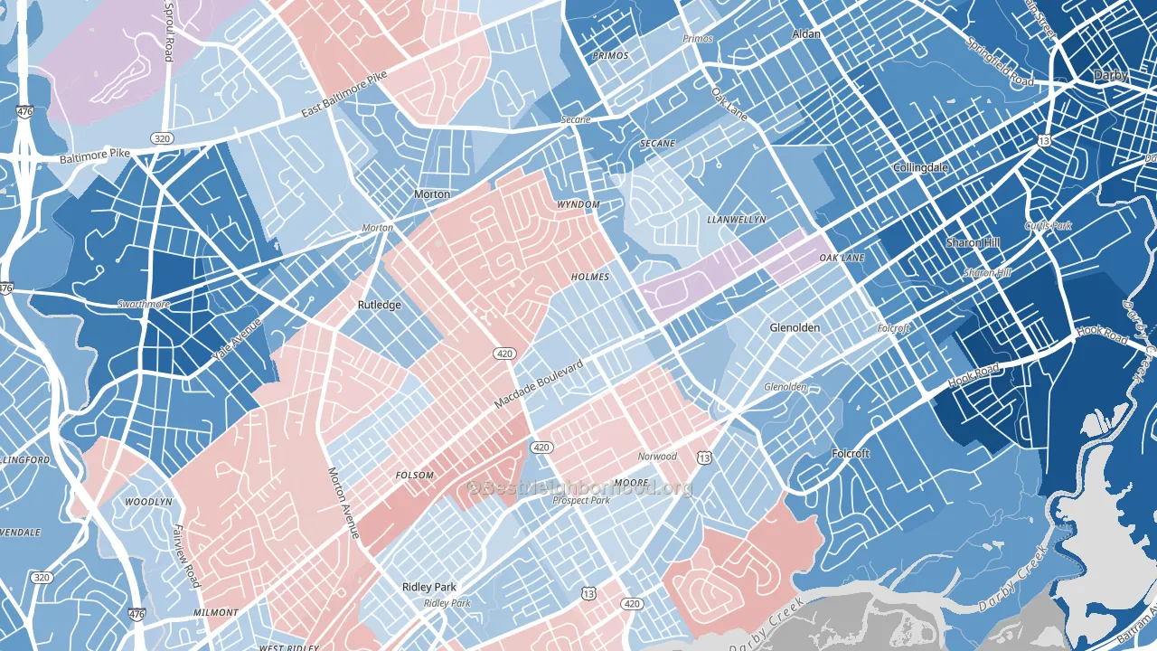Holmes, PA block-group political-lean map