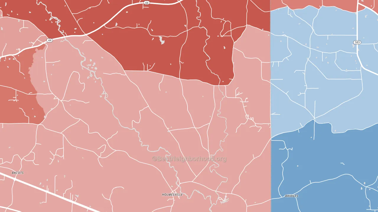 Holmesville, MS block-group political-lean map
