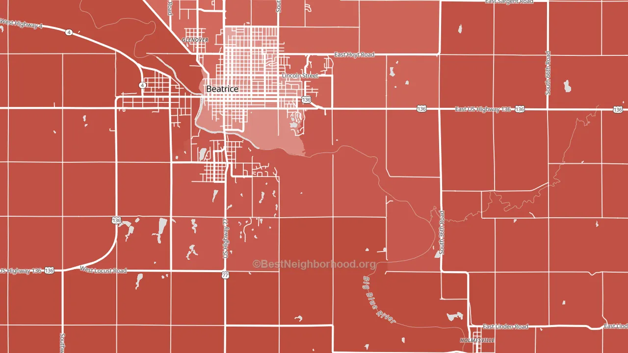 Holmesville, NE block-group political-lean map