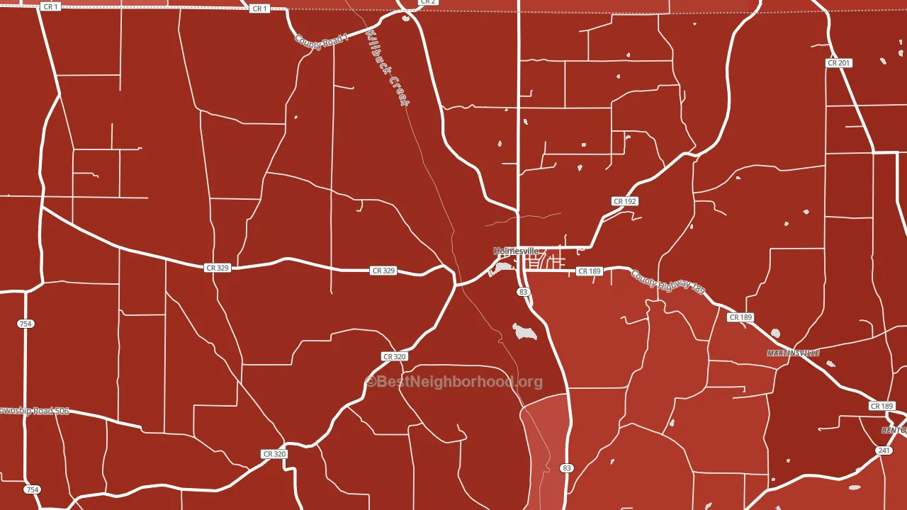 Holmesville, OH block-group political-lean map
