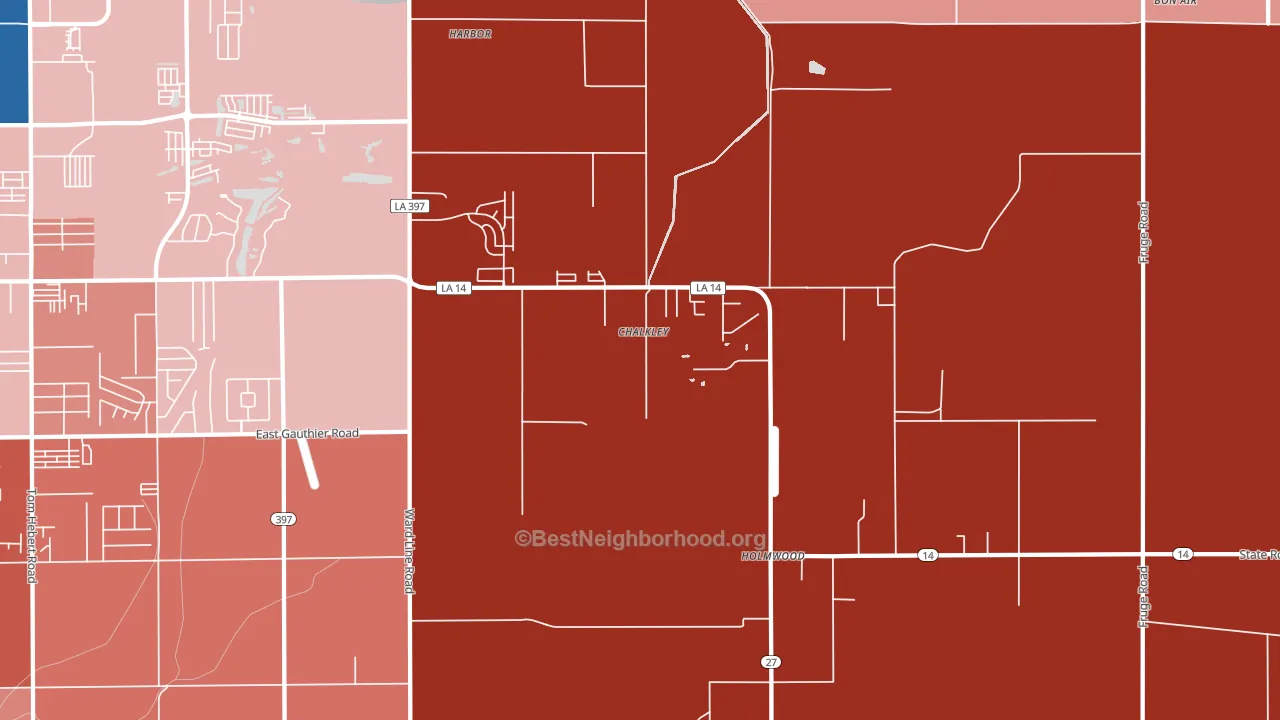 Holmwood, LA block-group political-lean map