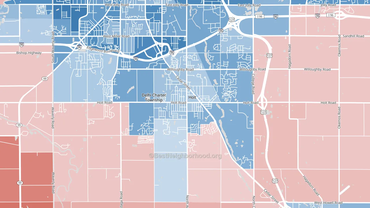 Holt, MI block-group political-lean map