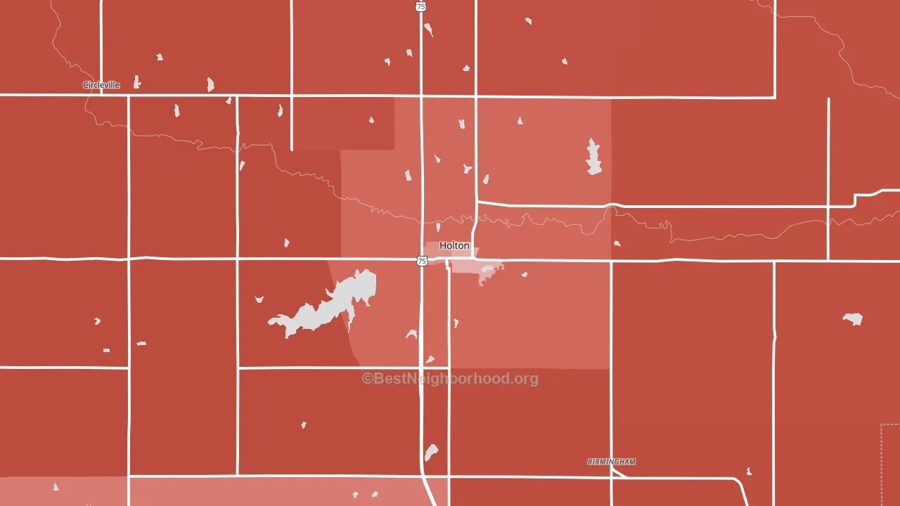 Holton, KS block-group political-lean map