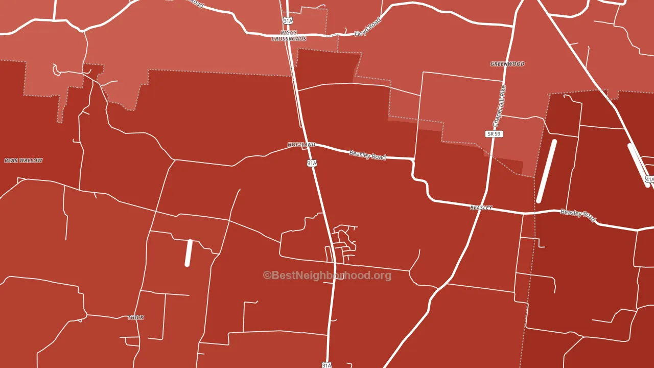 Holts Corner, TN block-group political-lean map