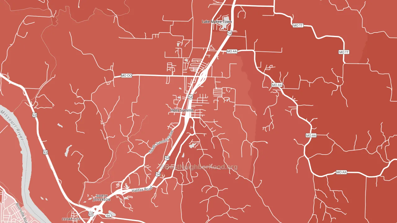 Holts Summit, MO block-group political-lean map